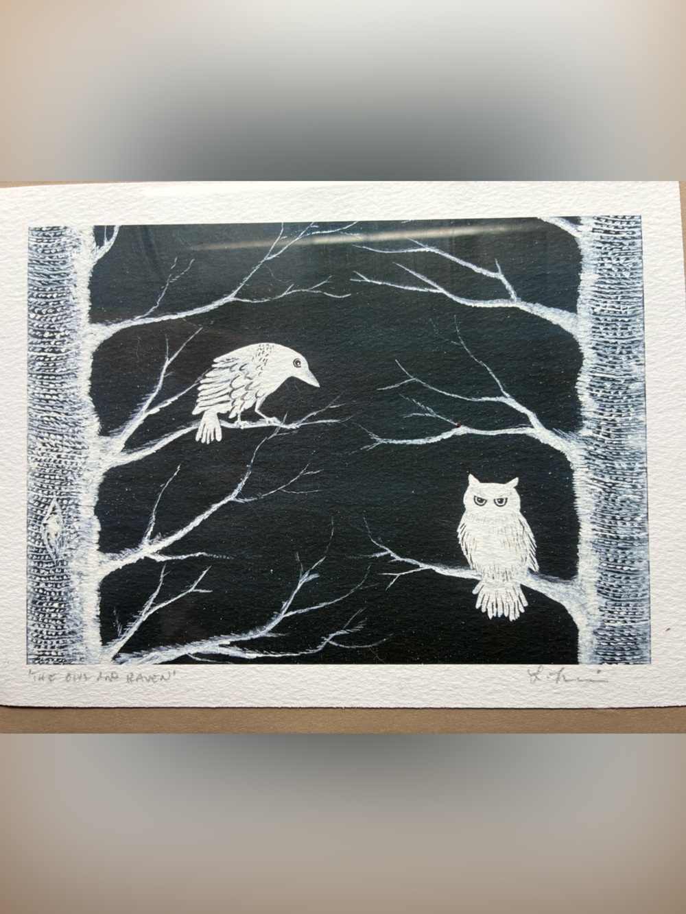 Framed Owl and Raven Print 🦉🦉🐦‍⬛🐦‍⬛ - Picture 2 of 7